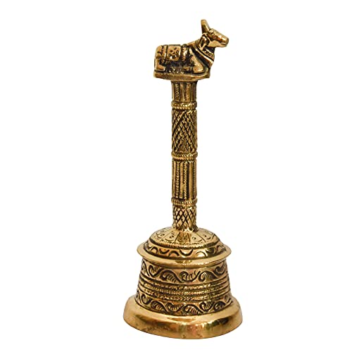  Brass Handicraft 5.25" nandi Puja Hand bell Ghanti