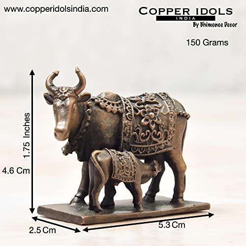 Handmade Copper Cow and Calf 1.75 inches Dimension