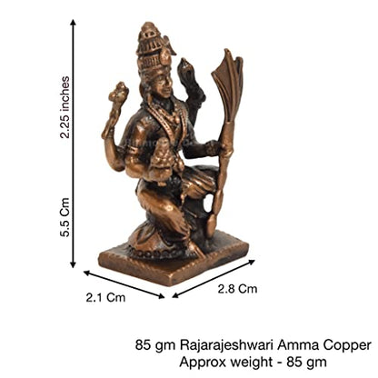 Handmade Copper Rajarajeshwari Idol Dimensions