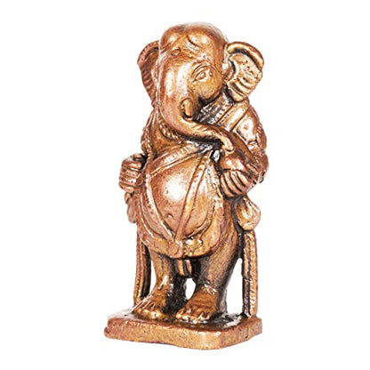 Handmade Copper Yedmunji Ganesha Idol 2.1 inches Bhimonee Decor