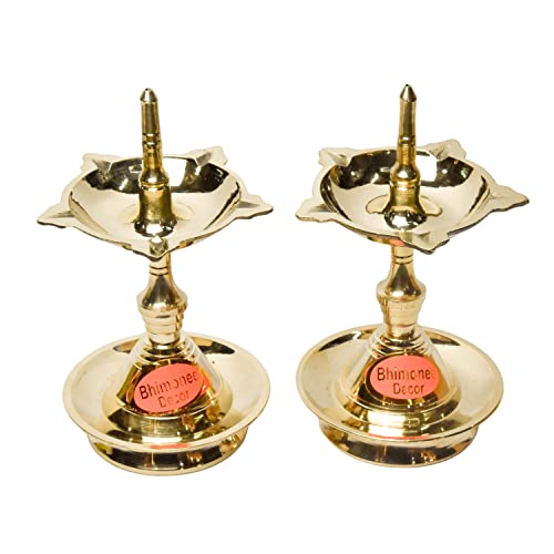 Bhimonee Decor Pure Brass Udupi Deep, Deepak, Diya for Pooja Purposes, 5.5 Inches, 500 gm