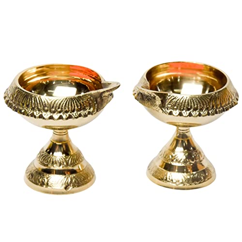 Bhimonee Decor Pure Brass Kuber Deep, Deepak, Diya for Pooja Purposes, 2.6 Inches, 230 gm