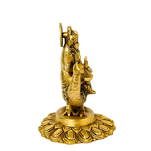 Bhimonee Decor Brass Saraswati Idol for Home Decor, Sitting on Peacock, Gift & Puja, 1.5 kg, 6.5 inches, Brass Black Antique Finish, 1 Piece