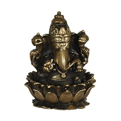 Copper Handmade Lotus Ganesha 2 inches Sitting Idol India