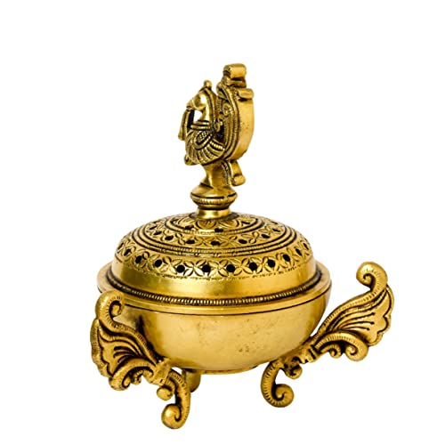 Peacock Design Brass Agarbatti/Dhoop Holder, 6 inches Bhimonee