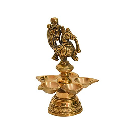 Bhimonee Decor Pure Brass Peacock Design Antique Diya |Table Diya|Deep|Deepak for Pooja|Puja|Mandir| Diwali Festival Decoration