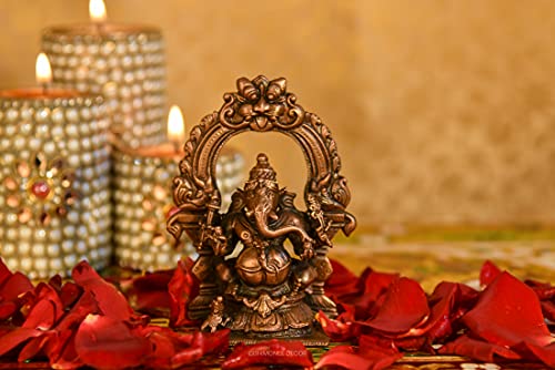 Copper Handmade Prabhavalli Ganesha Sitting Idol 