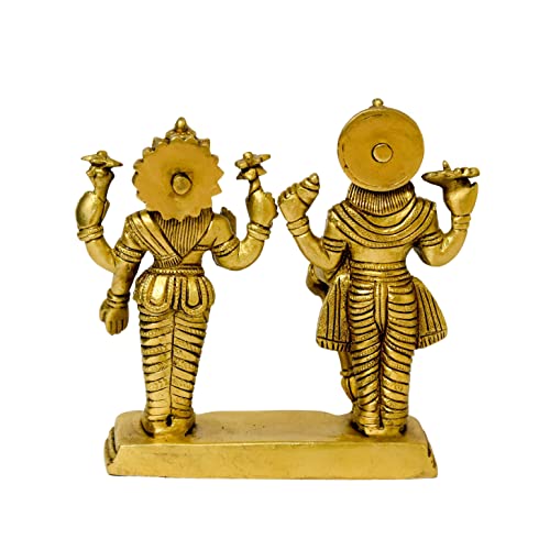 Bhimonee Decor Brass Laxmi Vishnu Idol for Home Decor, Gift & Puja, 1.550 kg, 6 inches, Brass Black Antique Finish, 1 Piece