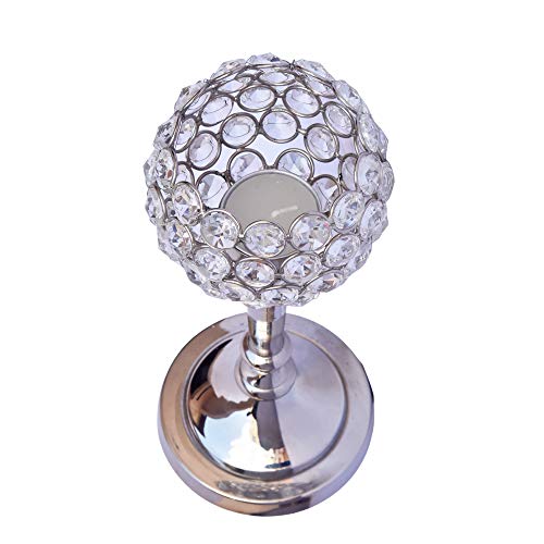 Fancy Candle Holder with Crystals Oval 9.5"