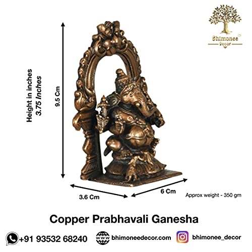 Copper Handmade Prabhavalli Ganesha Sitting Idol Statue Dimensions