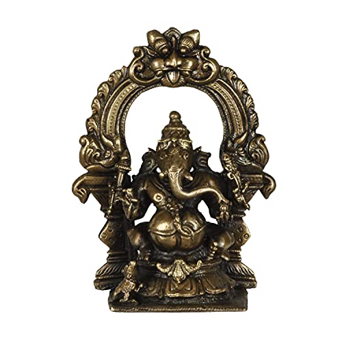 Copper Handmade Prabhavalli Ganesha Sitting Idol Statue India