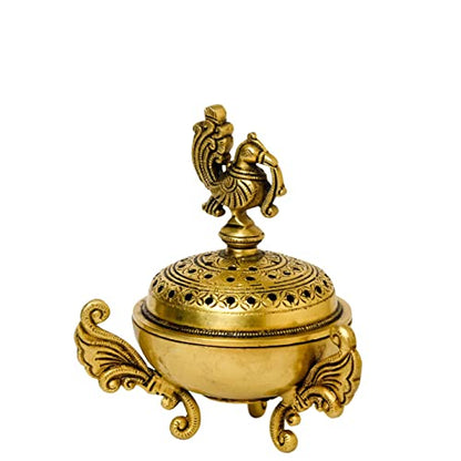 Peacock Design Brass Agarbatti/Dhoop Holder, 6 inches Decor