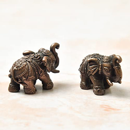 Handmade Copper Small Elephant Set 0.75 inch India