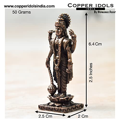 Copper Vishnu Idol Dimensions