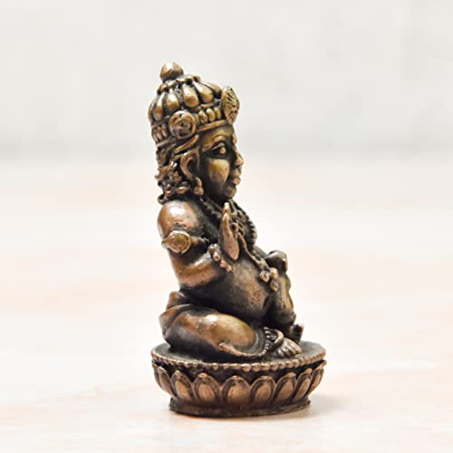Copper Idols India - By Bhimonee Decor , 2.25 inches, Handmade Copper Indian Kuber Idol, 100 Grams , Patina Antique Finish , Pack of 1 Piece