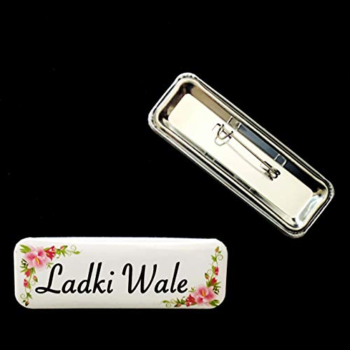 ladki wale Wedding pin Back Badges Pack of 15pcs - printology