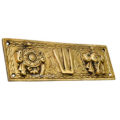 Pure Brass Shanku Chakra 7.75 X 2.5 inches Hanging Wallplate Front View