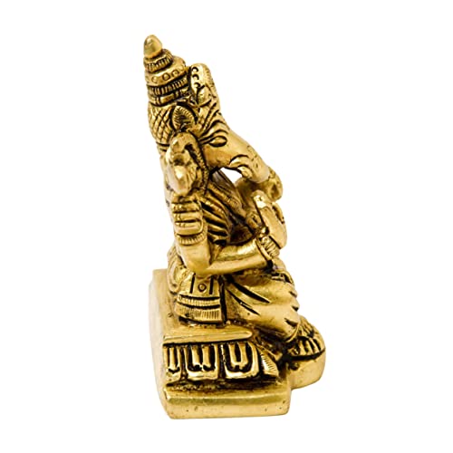 Brass Ganesha Idol Sitting on Peeta Decor