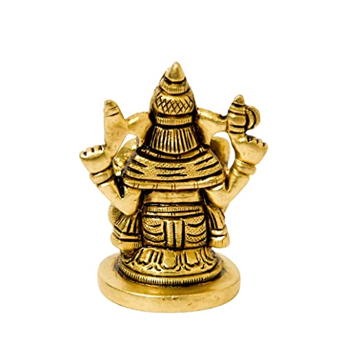 Brass Sitting Ganesha Idol, 2.5 inches, Home Decor Decor