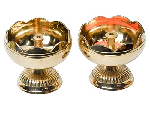 Bhimonee Decor Pure Brass Tamator Nanda Deep, Deepak, Diya for Pooja Purposes, 2.4 Inches, 240 gm