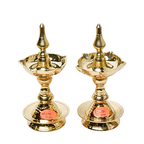 Bhimonee Decor Pure Brass UDUPI Kalash Global Deep, Deepak, Diya for Pooja Purposes, 6.75 Inches, 800 gm