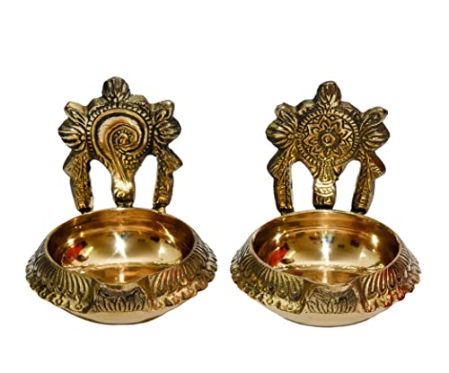 Buy Pure Brass Shanku Chakra Kuber 3 inches Diya