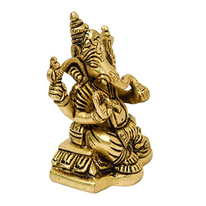 Brass Ganesha Idol Sitting on Peeta Bhimonee Decor