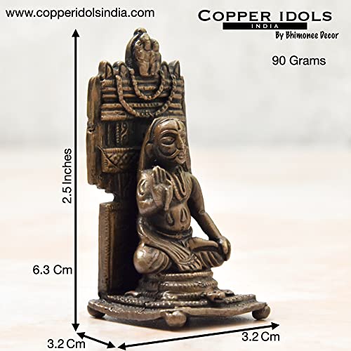 Handmade Copper Ragvendra Swamy Idol Dimensions