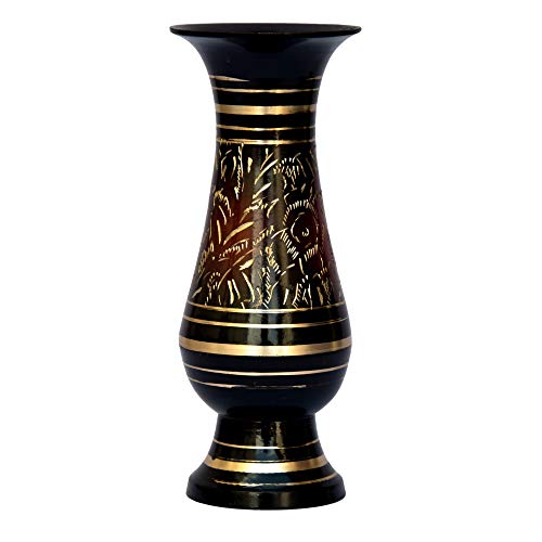 Pure Brass Double Colour Bidri Work Flower Vase 6"