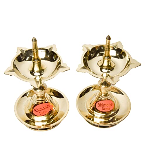 Bhimonee Decor Pure Brass Udupi Deep, Deepak, Diya for Pooja Purposes, 5.5 Inches, 500 gm