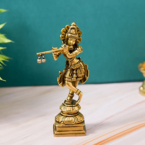 Brass Standing Krishna Idol