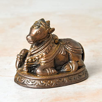 Copper Handmade Nandi Idol 2 inches 