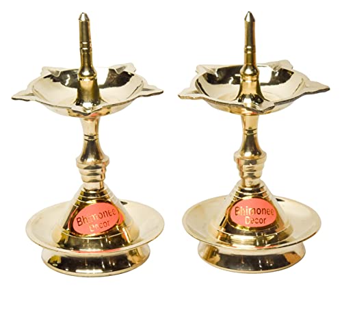 Bhimonee Decor Pure Brass Udupi Deep, Deepak, Diya for Pooja Purposes, 5.5 Inches, 500 gm