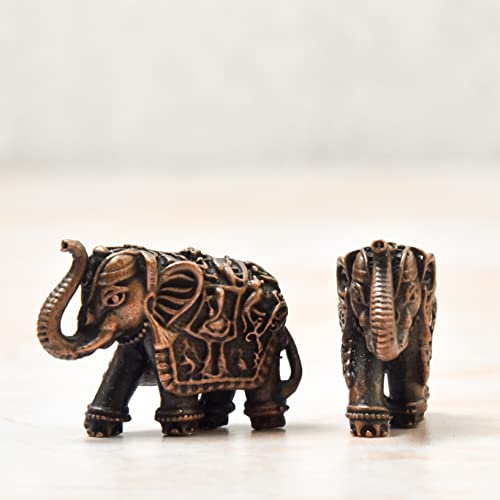 Handmade Copper Small Elephant Set 1 inch Bhimonee Decor