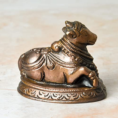 Copper Handmade Nandi Idol 2 inches Bhimonee Decor