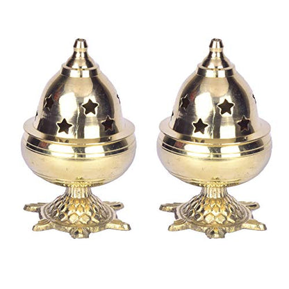 Modern Gift Centre - Set of 2 Pure Brass Tortoise Covering Diya/Tulsi Diya 4 inches by printology