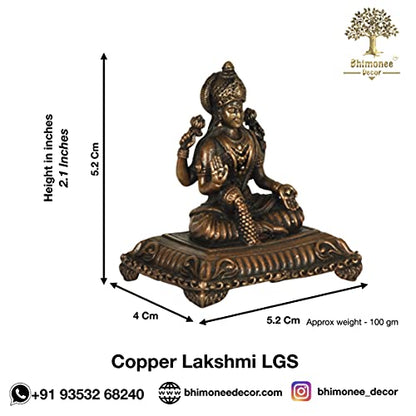 Copper Handmade Lakshmi 2.1 inches Sitting Idol  Dimensions