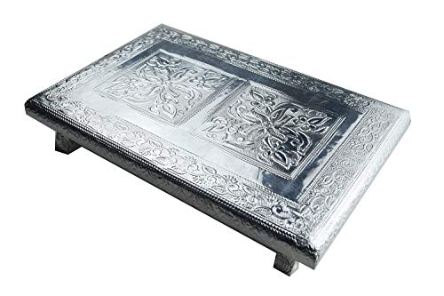 Fancy Aluminium Foil Designer 21x15 Rectangle Chowki Rajwadi Work Side View