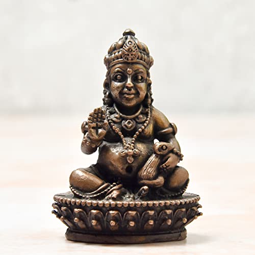 Copper Idols India - By Bhimonee Decor , 2.75 inches, Handmade Copper Indian Kuber Idol, 200 Grams , Patina Antique Finish , Pack of 1 Piece