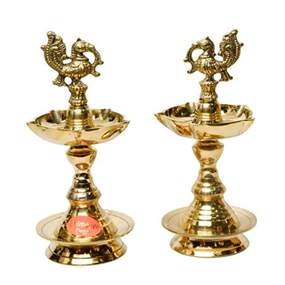 Bhimonee Decor Pure Brass Udupi Murga Global Deep, Deepak, Diya for Pooja Purposes, 6.75 Inches, 750 gm