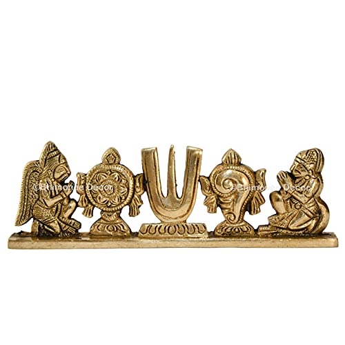 Pure Brass Shanku Chakra Namah with Hanuman and Garuda Front View