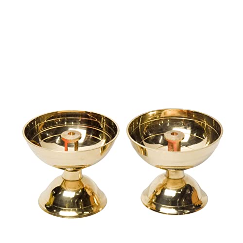 Bhimonee Decor Pure Brass Nanda Pyali Deep, Deepak, Diya for Pooja Purposes, 1.85 Inches, 100 gm