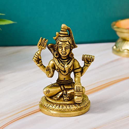 Brass Shiva Idol Sitting on Base