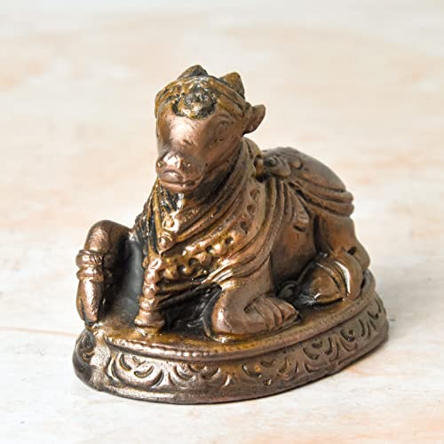 Copper Handmade Nandi Idol 2 inches India