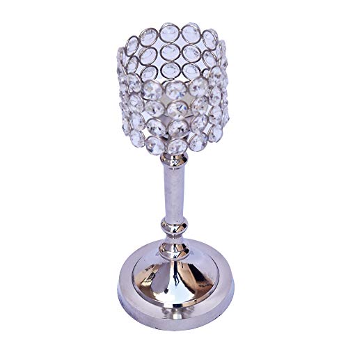 Fancy Candle Holder with Crystals Round 9.5" India