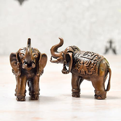 Handmade Copper Elephant Set 1.75 inch Bhimonee Decor