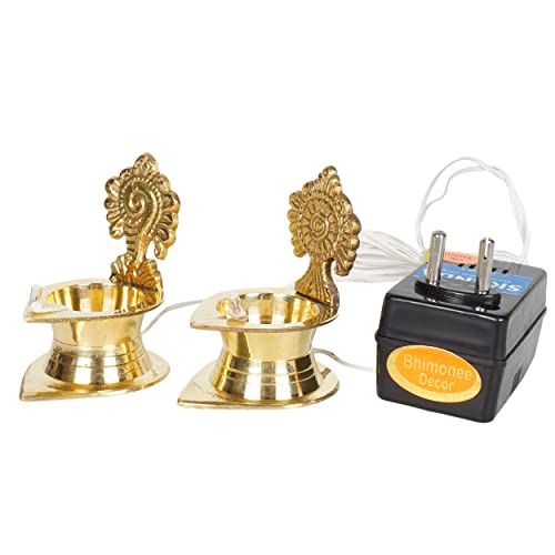 Pure Brass Shanku Chakra Kamakshi Electric Lights Diya