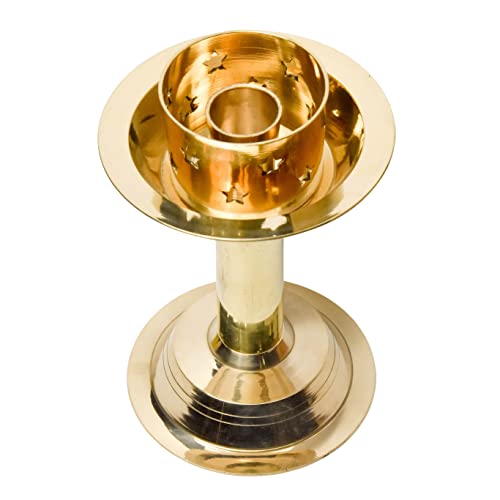 Bhimonee Decor Pure Brass Candle Stand Holder for Pooja Room Decor, Home Decoration All Purpose, 6.3 inches, 390gm