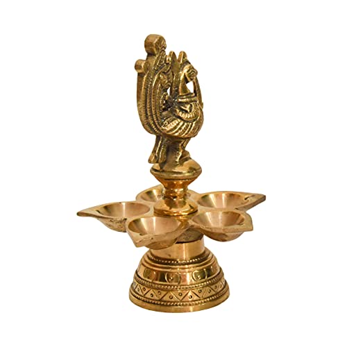 Bhimonee Decor Pure Brass Peacock Design Antique Diya |Table Diya|Deep|Deepak for Pooja|Puja|Mandir| Diwali Festival Decoration