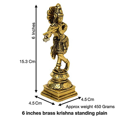 Brass Standing Krishna Idol Size